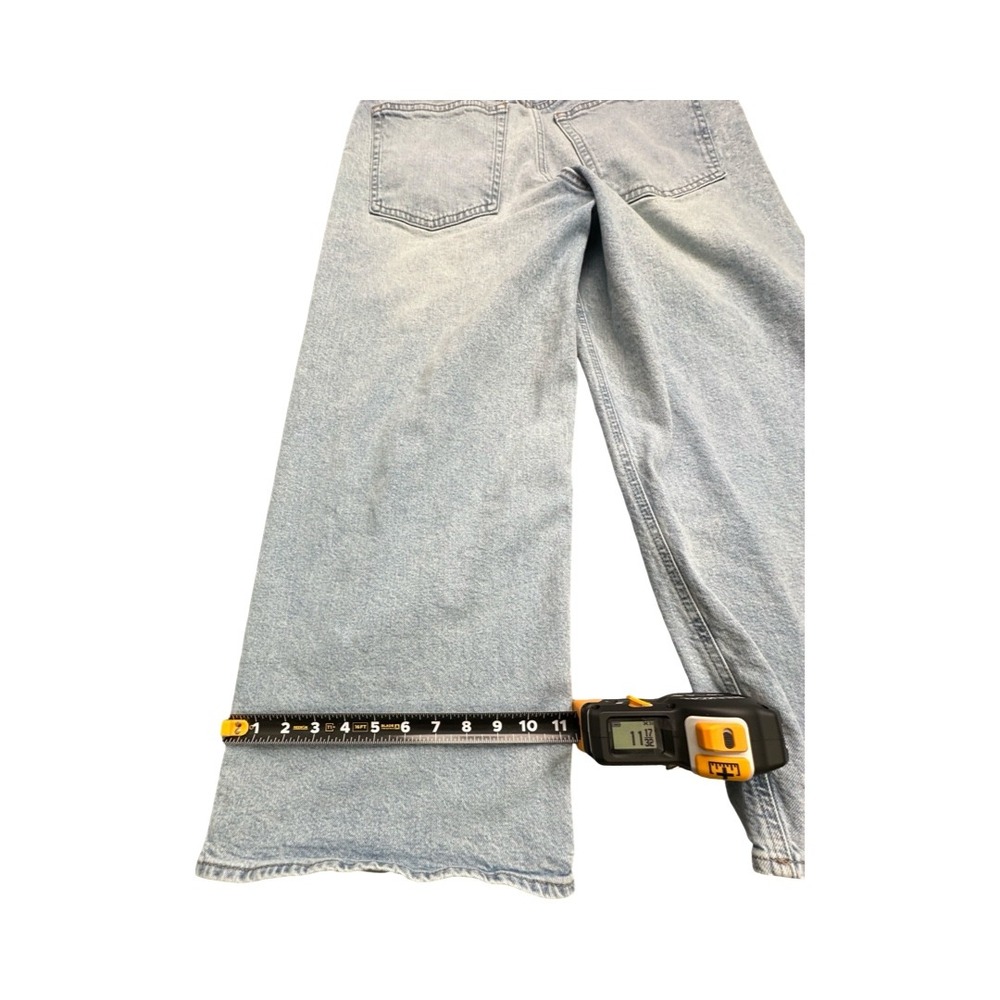 H&M Jeans Women 12 Light Blue Wide Leg High Waisted Raw Hem Denim Casual Relaxed - Picture 9 of 12